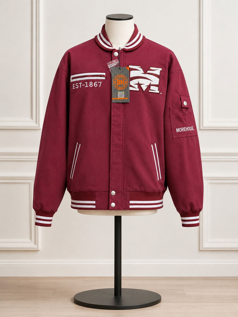 NWT Big Boy Headgear Morehouse College Tigers Baseball Varsity Jacket Men L